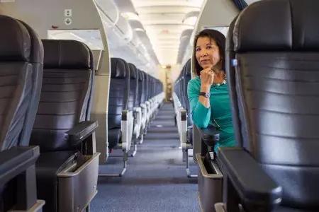Melinda Yee Franklin sitting on a plane